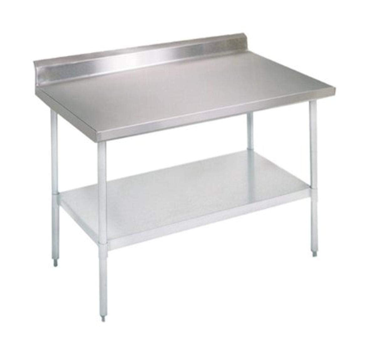 John Boos E Series Stainless Steel 430 Budget Work Table, Adjustable Undershelf, Flat Top, Galvanized Legs, 48" Length x 30" Width