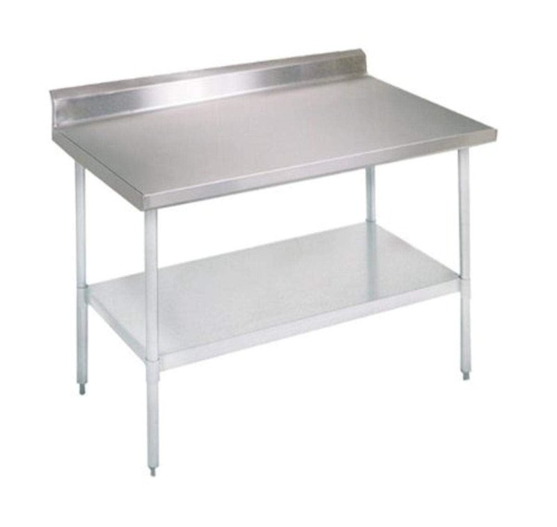 John Boos E Series Stainless Steel 430 Budget Work Table, Adjustable Undershelf, Flat Top, Galvanized Legs, 48" Length x 30" Width