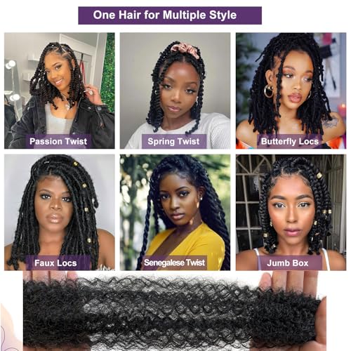 Sunsmilely Afro Twist Hair 8 Inch Marley Twist Braiding Hair 8 Packs Springy Afro Twist Hair 1B Cuban Twist Hair Natural Black Spring Twist Hair Synthetic Wrapping Hair for Soft Locs