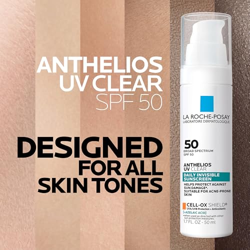 La Roche Posay Anthelios UV Clear Sunscreen SPF 50, Daily Sunscreen for Face with Azelaic Acid, Broad Spectrum Invisible SPF Protection for Acne and Rosacea Prone Skin