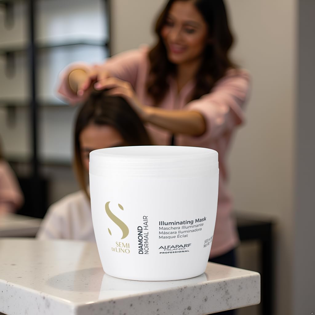 Alfaparf Milano Semi Di Lino Diamond Illuminating Hair Mask - Color Safe Deep Conditioner for Color Treated Hair - Adds Shine and Body - Sulfate, Paraben and Paraffin Free - Professional Salon Quality