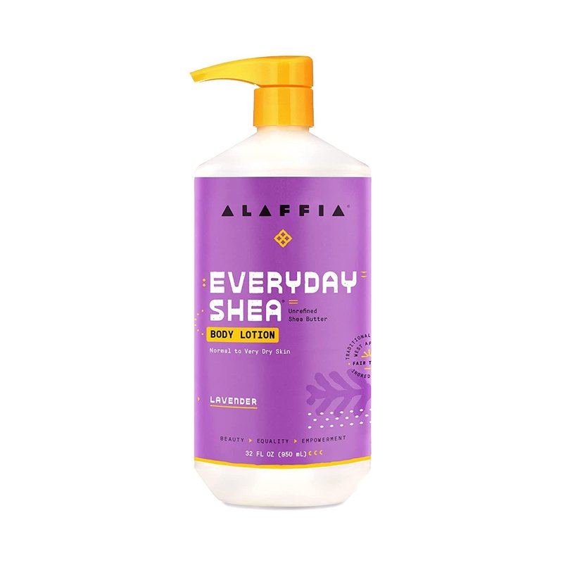 Alaffia Everyday Shea Body Lotion - Normal to Very Dry Skin, Moisturizing Support for Hydrated, Soft, and Supple Skin with Shea Butter and Lemongrass, Fair Trade, Lavender, 32 Fl Oz