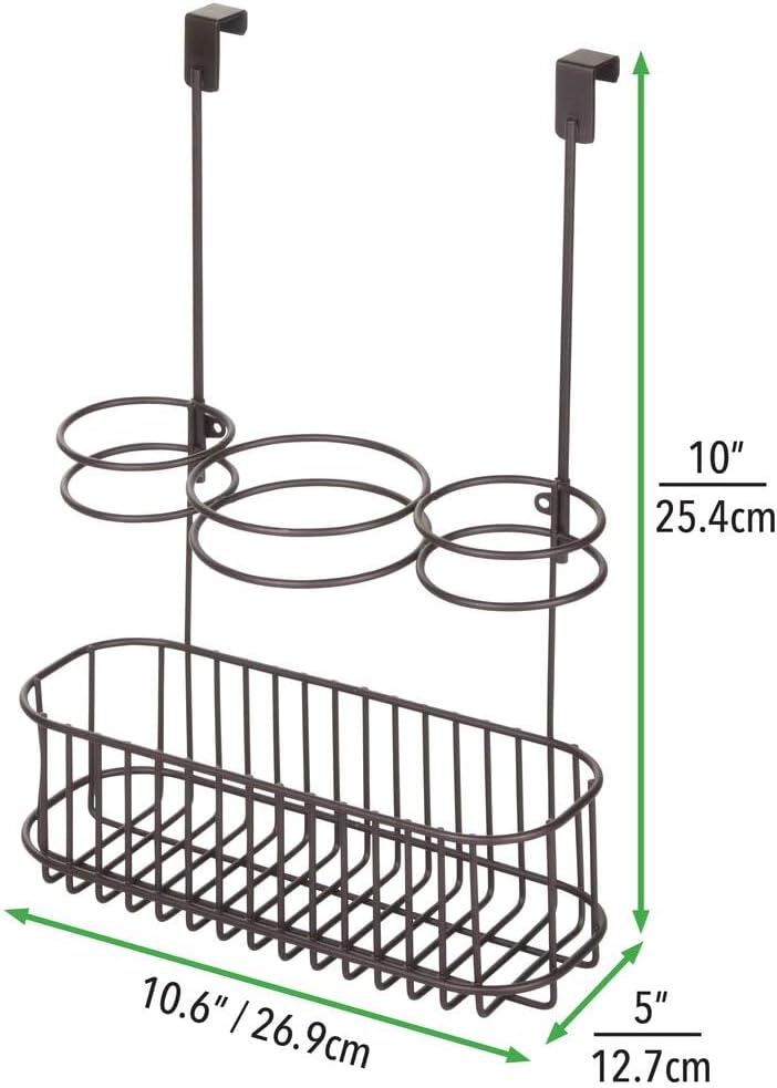 Hair Tool Organizer Basket - Over Cabinet Storage for Hair Dryers & Irons - Bronze