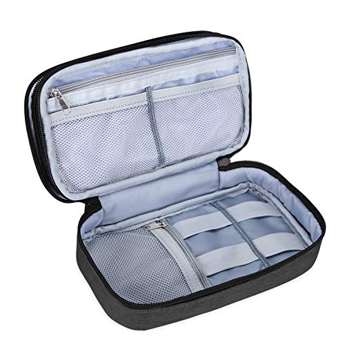 Teamoy Travel Makeup Brush Bag(up to 8.5"), Professional Cosmetic Bags Organizer Case with Handle Strap for Makeup Brushes and Beauty Supplies-Small, Black (No Accessories Included)