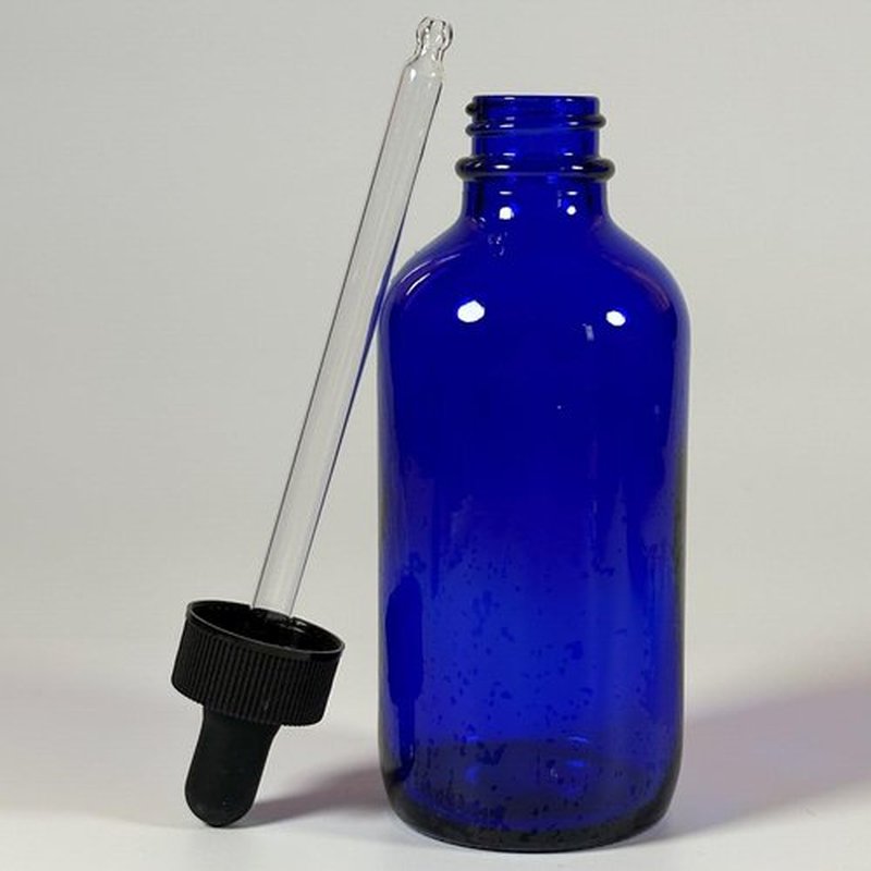PIPIBA 6Pack 4oz (120ml) Round Drip Tip Glass Eye Droppers. Essential Oil Glass Bottle. For Lab Bottles (Blue)