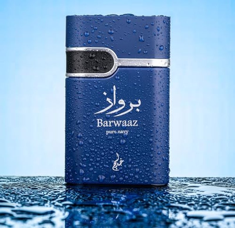 Khadlaj Barwaaz Pure Navy Eau De Parfum Spray for Men, 3.4 Ounce