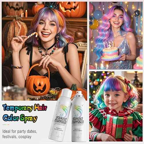 Purple Temporary Hair Color Spray - Gentle Formula, Washable & Non-Sticky | Instant Hair Dye Alternative for Adults | Halloween, Costume, Party Makeup, 150ml