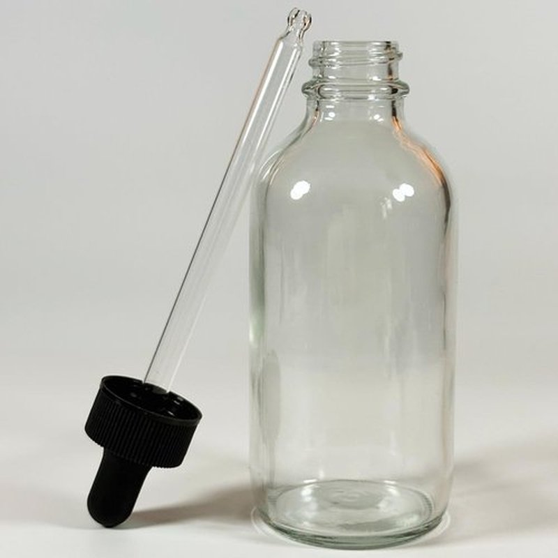 PIPIBA 6Pack 4oz (120ml) Round Drip Tip Glass Eye Droppers. Essential Oil Glass Bottle. For Lab Bottles (Clear)