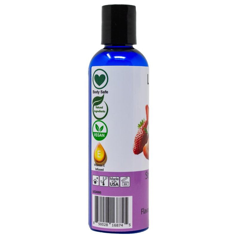 Lick Strawberries and Cream Flavored Massage Oil – Romantic, Body Safe, Non-Greasy Formula, Date Night 4 oz