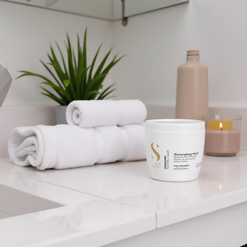 Alfaparf Milano Semi Di Lino Diamond Illuminating Hair Mask - Color Safe Deep Conditioner for Color Treated Hair - Adds Shine and Body - Sulfate, Paraben and Paraffin Free - Professional Salon Quality