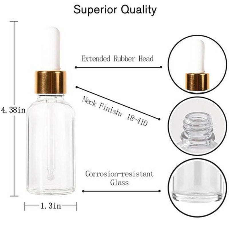Stellacare 4 Packs, 1oz Glass Dropper Bottle Oil Bottles for Hair Tincture Bottles with Dropper Glass Bottle with Dropper