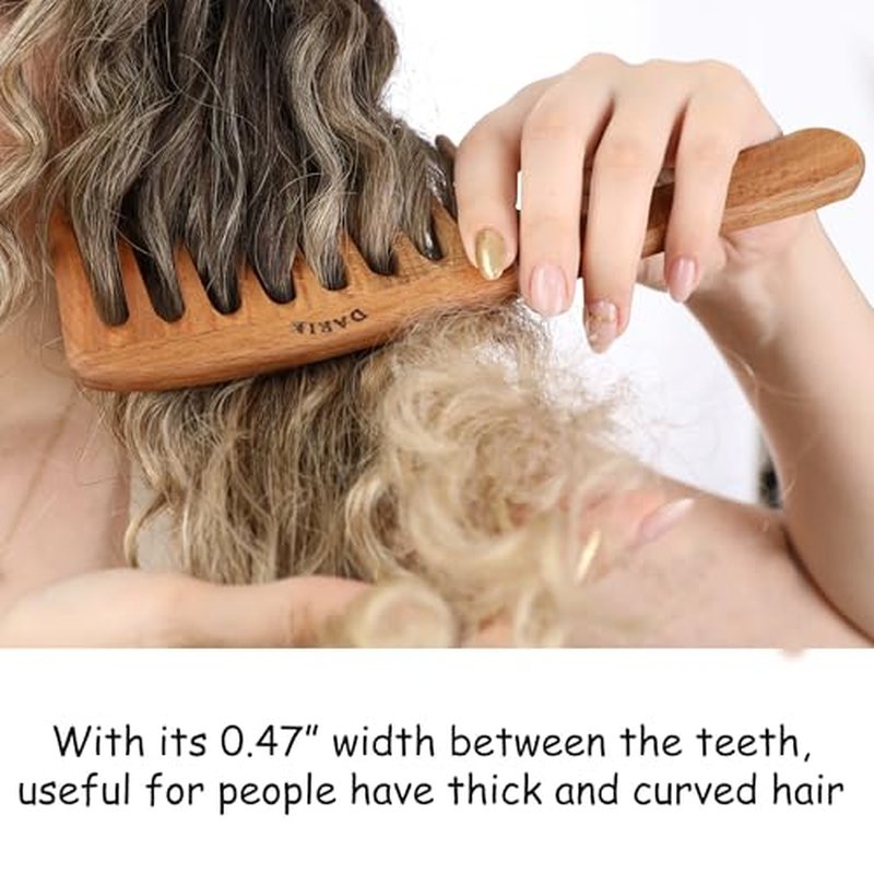 Wide Tooth Wooden Comb | Cepillo Ancho de Madera para Cabello | Natural Hairbrush | Vintage Style Hairbrush | Wood Comb for Gentle Styling | Anti-Static Hair Comb (Extra Wide Tooth)