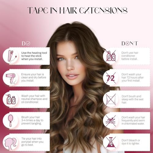 Vivien Balayage Tape in Hair Extensions Human Hair Brown to Caramel Blonde Tape in Extensions Human Hair Invisible Tape in Human Hair Extensions Seameless 22 Inch Short Human Hair 50g 20pcs