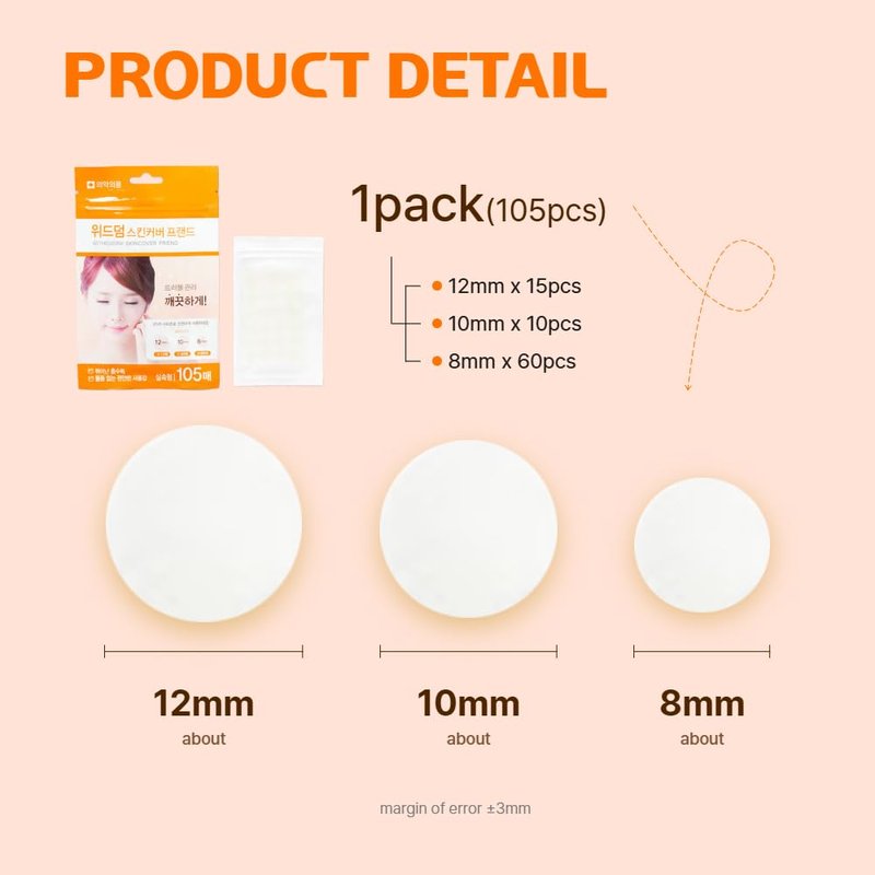 Fermented Korean Acne Patch for Face โ Hydrocolloid Spot Patch for Pimples, Blemish Treatment, Vegan Invisible Pimple Patch, Zit Cover for Day & Night, Skincare for Oily and Sensitive Skin - 105 Pcs