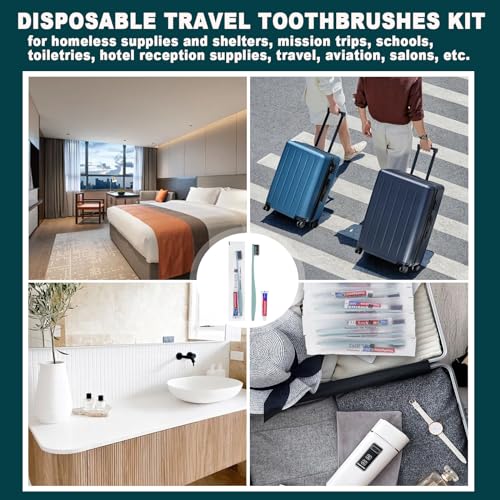 FAOEHN Disposable Toothbrushes with Toothpaste Pack of 30,Straw Green Toothbrush in Bulk with 10g Toothpaste Individually Wrapped Disposable Travel Toothbrushes Kit for Homeless,Airbnb,Hotel,Charity
