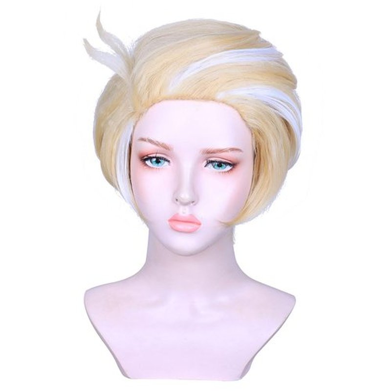 FantaLook Short Blonde with White Cosplay Wig for Men Halloween Costume