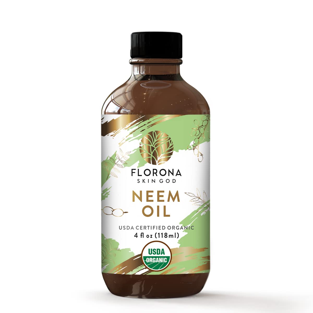 FLORONA Neem Oil USDA Organic - 4 fl oz for Hair Care, Skin Care, Aromatherapy, Soap Making
