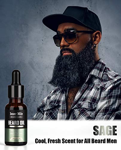 ISNER MILE Beard Oil 5 Pack, Stocking Stuffers Gifts for Him Dad Boyfriend, Mustaches Soften, Moisturize, Strength with Sandalwood, Bay Rum, Vanilla, Cologne, Unscented, Beard Maintenance Treatment