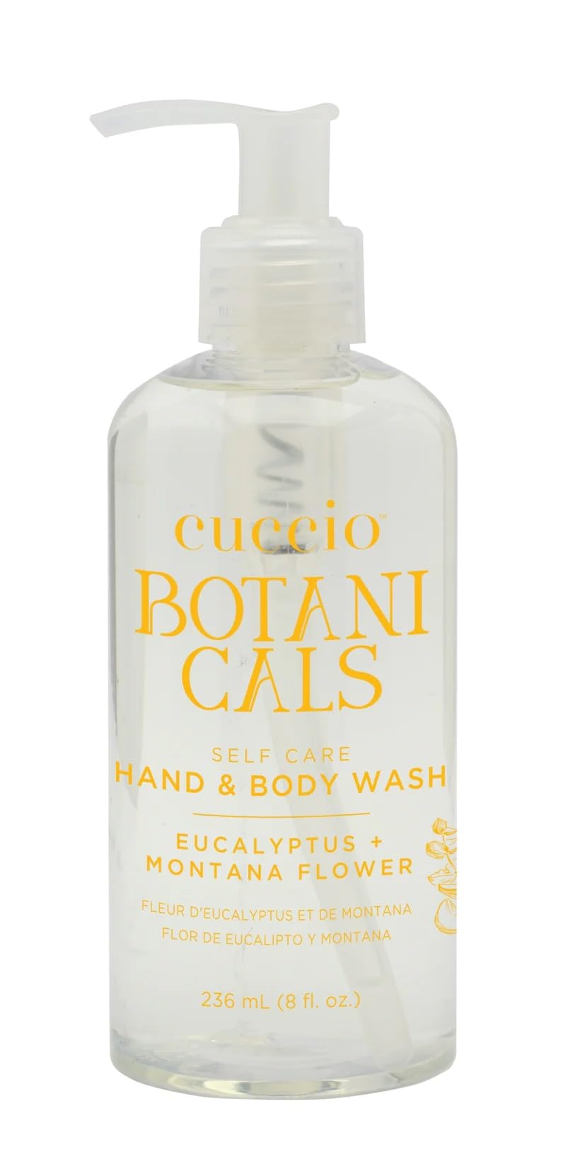 Cuccio Botanicals Hydrating Hand & Body Wash, Eucalyptus & Montana Flower, 8 oz – Soothing and Nourishing Cleanser for Soft, Refreshed Skin