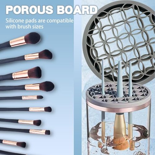 Rinse Hero - Rinse Hero Brush Cleaner, 2025 New Rinse Hero Makeup Brush Cleaner, Rinse Hero Automatic Spinning Cosmetic Tool for Deep Cleaning All Types of Brushes Set (Plug-in * White)