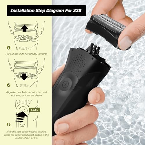 2Pack 32B Series 3 Electric Shaver Replacement Head Accessories for Braun S3 Foil & Cutter Razor Heads, Applicable for Braun S3 3040s 3010s 310s 3000s 3050cc 3080s 390cc Etc