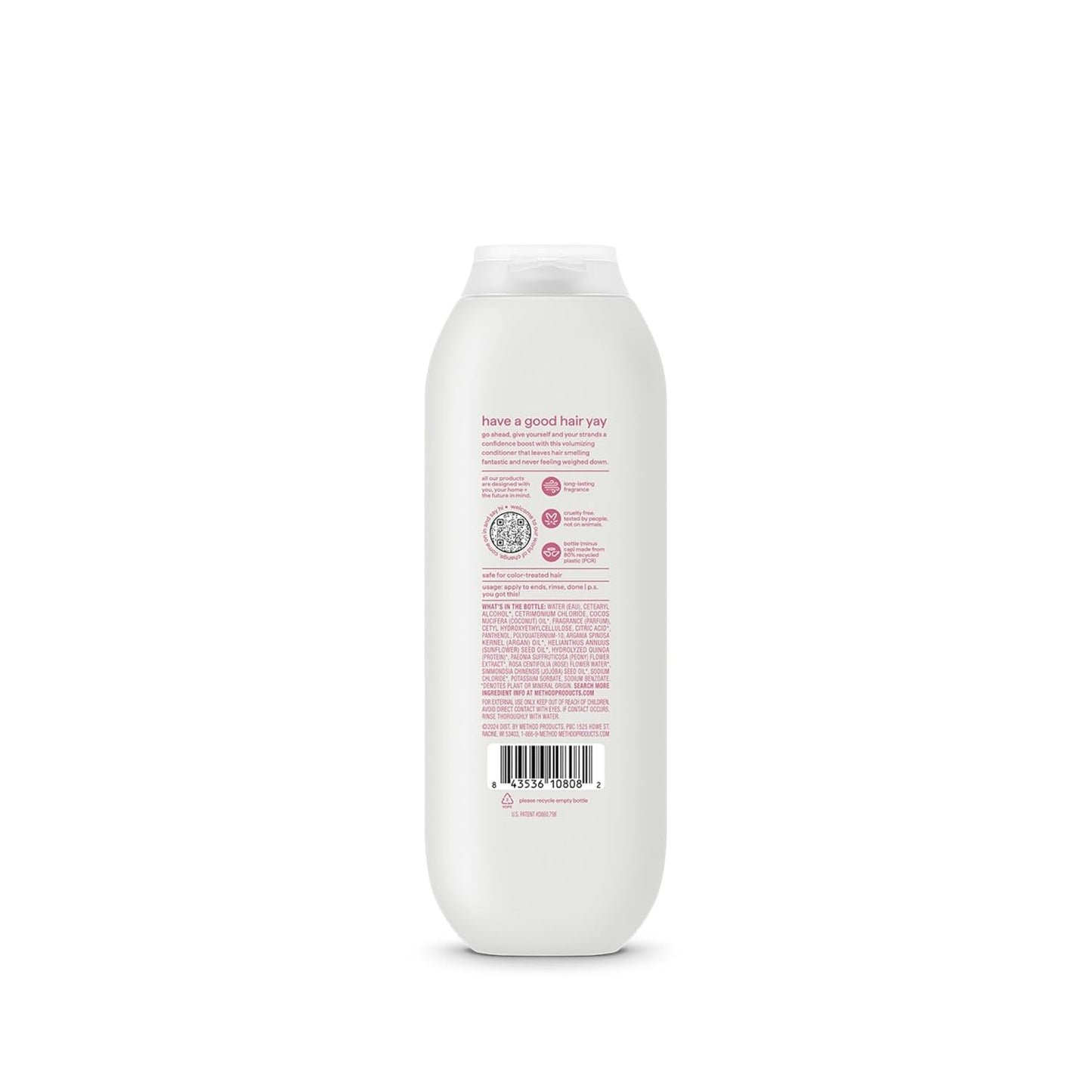 Method Volumizing Shampoo, Pure Peace with Rose, Peony, and Pink Sea Salt Scent Notes, Paraben and Sulfate Free, 14 oz (Pack of 3)