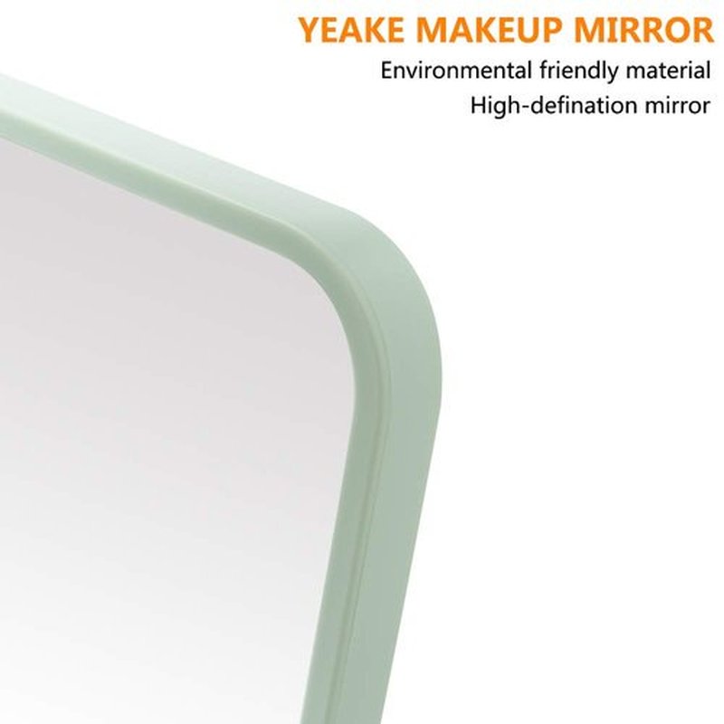 YEAKE Table Desk Vanity Makeup Mirror,8-Inch Portable Folding Mirror with Metal Stand 90°Adjustable Rotation Tavel Make Up Mirror Hanging Bathroom for Shower Shaving(White)