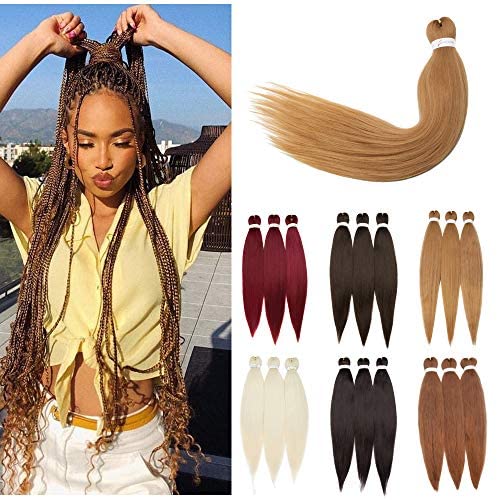 Pre-Stretched Braiding Hair Extensions Hot Water Setting Braiding Hair Easy Braid Crochet Hair Professional Itch Free Synthetic Fiber Soft Yaki Texture Braids hair 26In (2 Bundles,#900)
