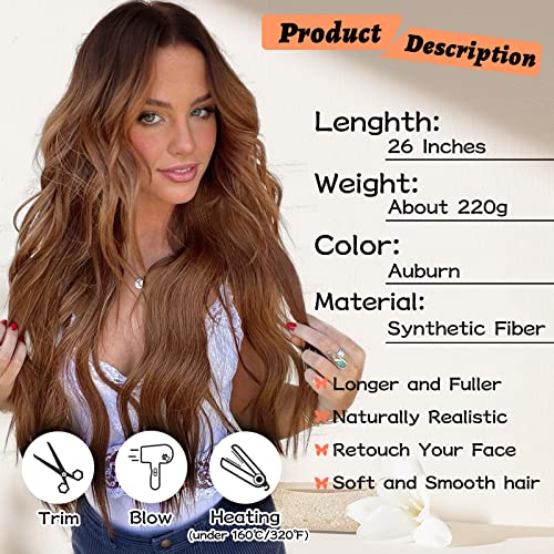 NAYOO Cosplay Long Pink Wig for Women 26 Inch Middle Part Synthetic Heat Resistant Fiber Women Wigs Party Wigs Daily Use Colorful Wigs (Pink-A)