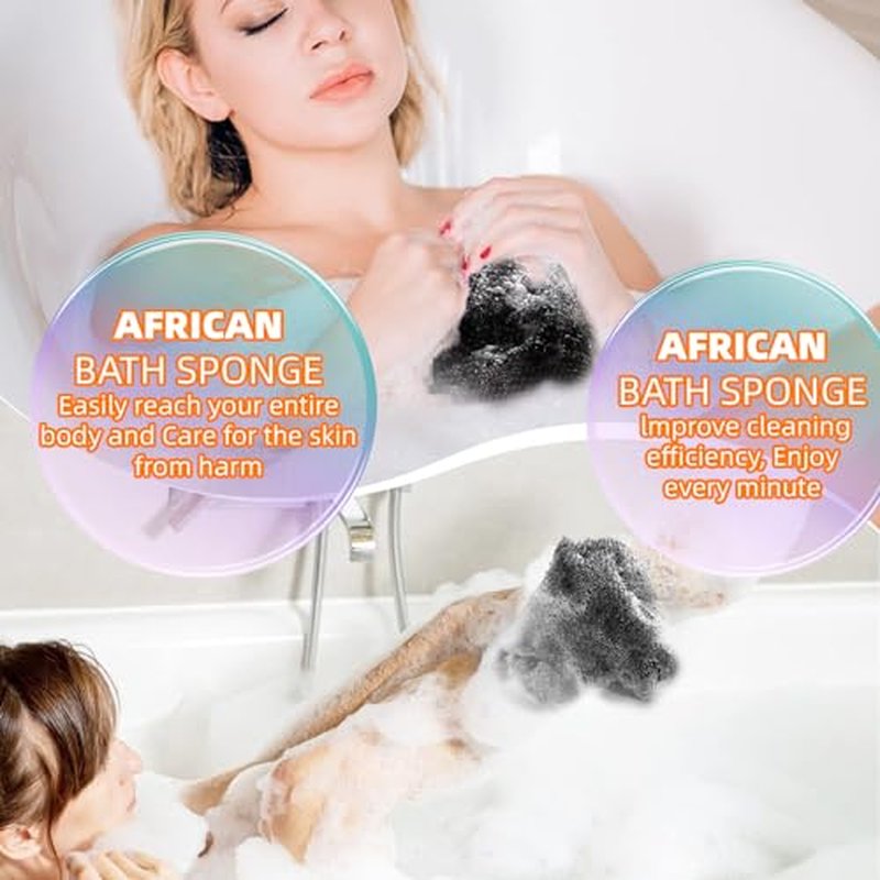 RIUOTA 4 Pieces African Bath Sponge African Net Long Net Bath Sponge Transform Your Shower Routine with African Bath Sponges for Exfoliated, Silky Smooth Skin(Blue, Green, Purple, White)
