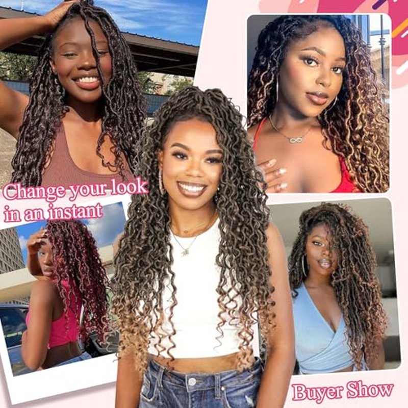 Goddess Locs Crochet Hair For Black Women 14 Inch 8 Packs Faux Locs Crochet Hair Crochet Locs Crochet Hair Pre Looped Crochet Locs River Locs With Curly Ends (1B/30/27#)