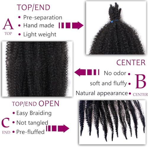 ZRQ 24 Inch Springy Afro Twist Hair 8 Packs Wine Red Marley Crochet Braiding Hair For Distressed Locs Synthetic Pre-Separated Spring Twist Hair Extension For Black Women 8 Strands/Pack (BUG#)