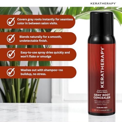 Keratherapy Keratin Infused Perfect Match Gray Root Concealer Spray, Light Brown, 3 oz, 118ml - Root Cover Up Spray to Hide Gray Roots - Keratin Therapy Hair Darkening & Temporary Scalp Concealer