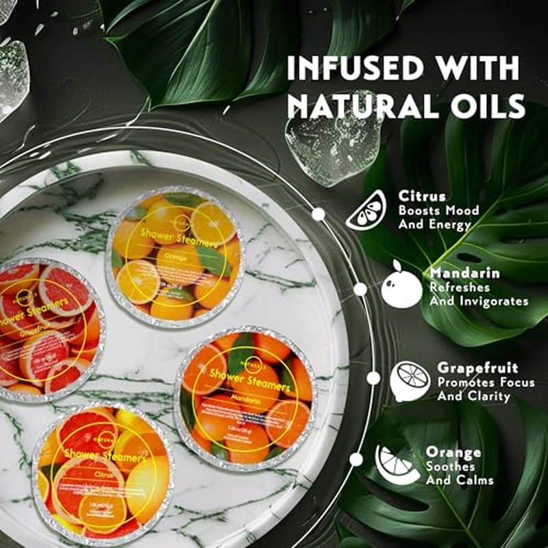 Shower Steamers Aromatherapy - Birthday Gifts for Women - Shower Bombs Aromatherapy, Spa Day Essentials, Relaxation Spa Gifts - Self Care Unique Gifts for Women and Men (Citrus 8 Count)