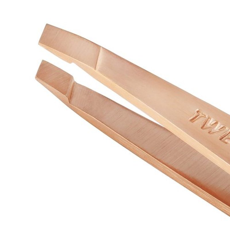 Tweezerman Rose Gold Mini Slant Tweezer - Tweezers for Eyebrows, Travel Tweezers for Eyebrows, Facial Hair, Ingrown Hair
