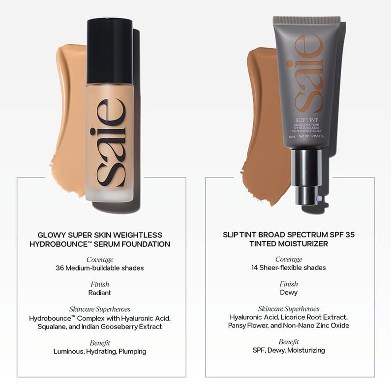 Saie Slip Tint SPF 35 Tinted Moisturizer - Light Coverage Moisturizer + Broad Spectrum Zinc Oxide Sunscreen with Hydrating Hyaluronic Acid - Shade Seven (1.35 oz)