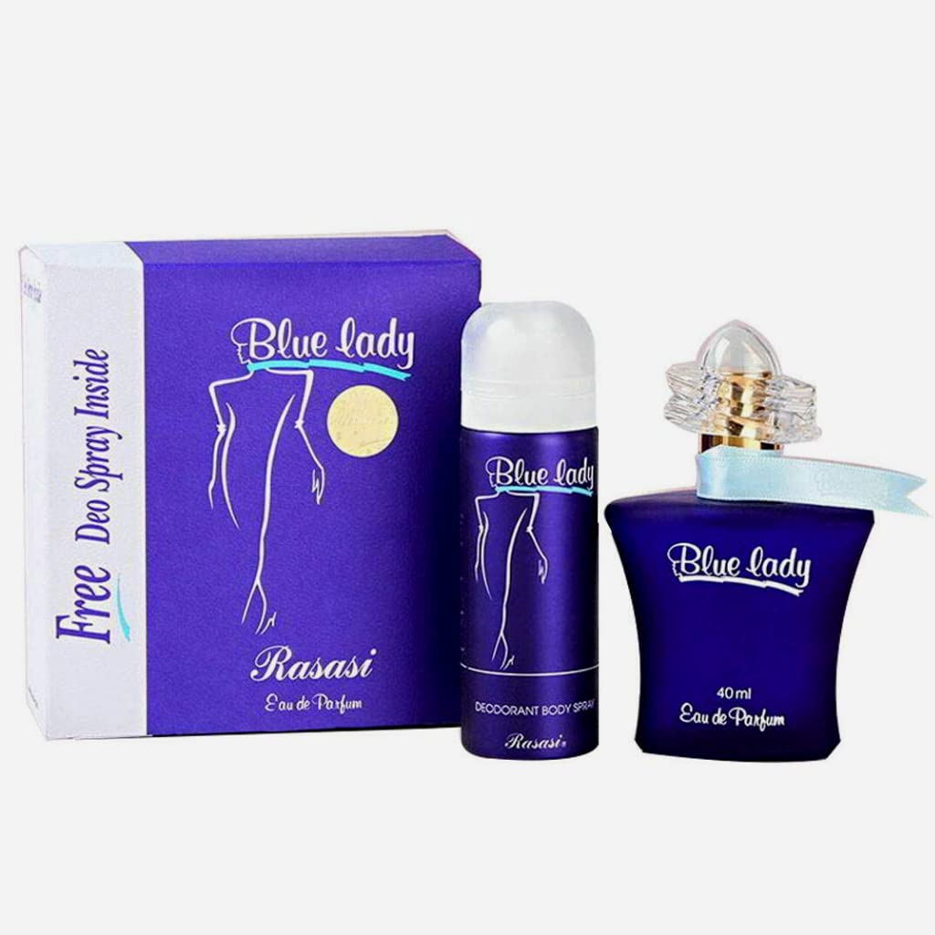 RASASI Blue 2-Piece Set For Women, (1.3 Oz Eau De Parfum Spray + 1.7 Oz Deodorant Spray)