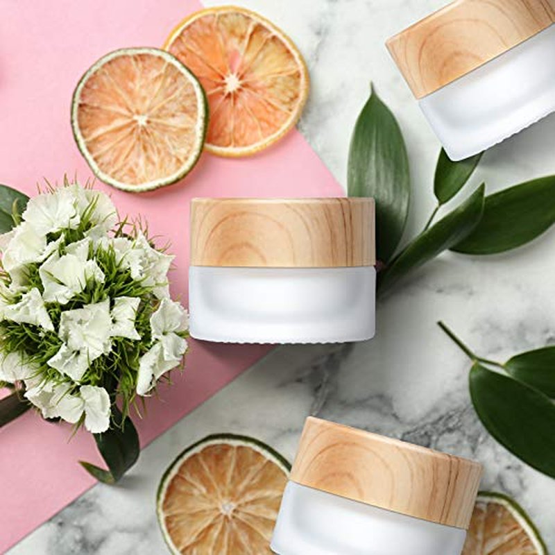 Geiserailie Glass Cosmetic Containers Empty Sample Jars with Leak Proof Lids Makeup Sample Containers for Lotion Cream Cosmetic (10 Pieces,50 Gram)