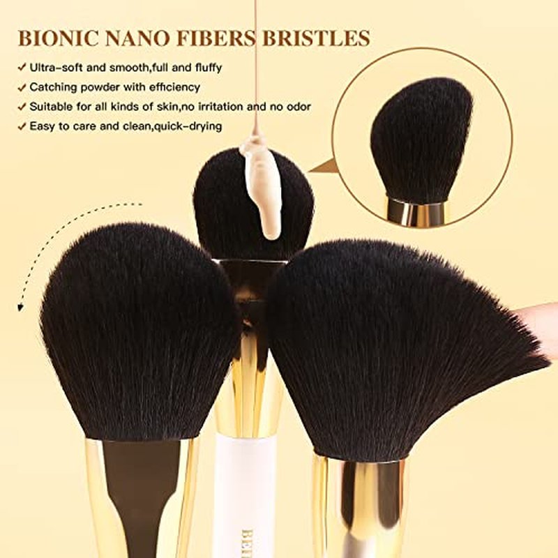 BEILI Makeup Brushes 12pcs Makeup Brushes Set with Holder Premium Synthetic Kabuki Foundation Brush Blending Blush Concealer Full Face Makeup Brushes Kit With Gift Box(Black)