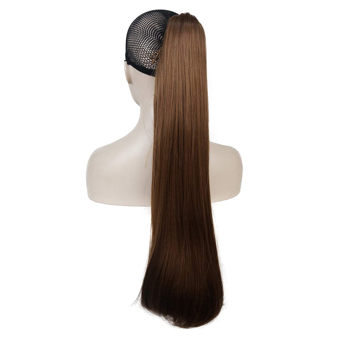 Lydell 24" Long Straight Styled Clip In Claw Ponytail Hairpiece Synthetic Hair Extension with a jaw/claw clip (Golden Brown)