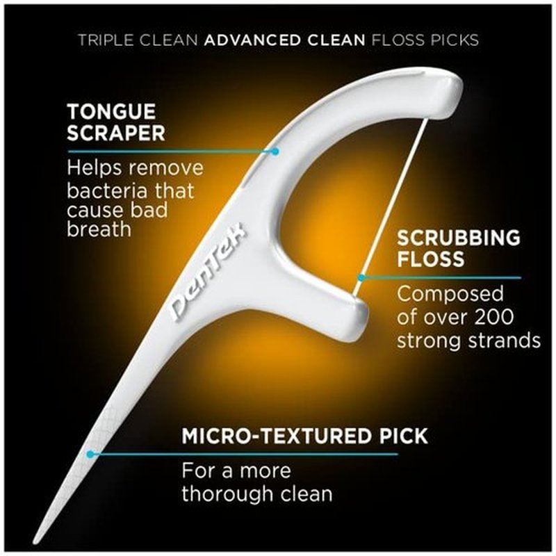 DenTek Triple Clean Advanced Floss Picks, No Break & No Shred Floss, 150 Count. (Pack of 5)