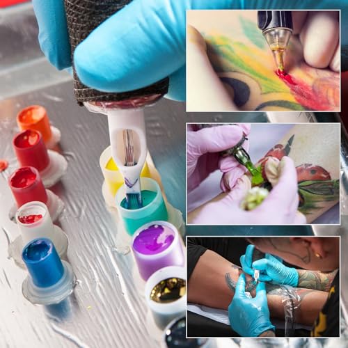 Tattoo Ink Caps Medium - Autdor 1000Pcs Tattoo Cups 14mm Disposable Tattoo Ink Cups With Base Microblading Pigment Caps for Tattoo Permanent Makeup Container Cap Tattoo Accessories Tattoo Supplies