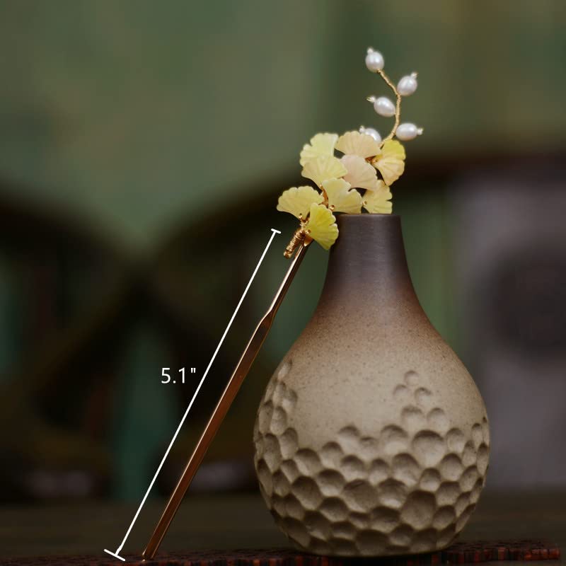Yuri Hairpin Hair Clasp Sticks Picks Pearl Shell White Crystal Long tassels Hair Accessories For Long Hair Women Wedding Hanfu Cheongsam (yellow)