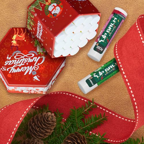 Yopela 19 Pack Christmas Natural Lip Balm Bulk with Vitamin E and Coconut Oil Lip Care Set - Moisturizing, Soothing, and Repairing Dry and Chapped Lips - 19 Flavors - Non-GMO