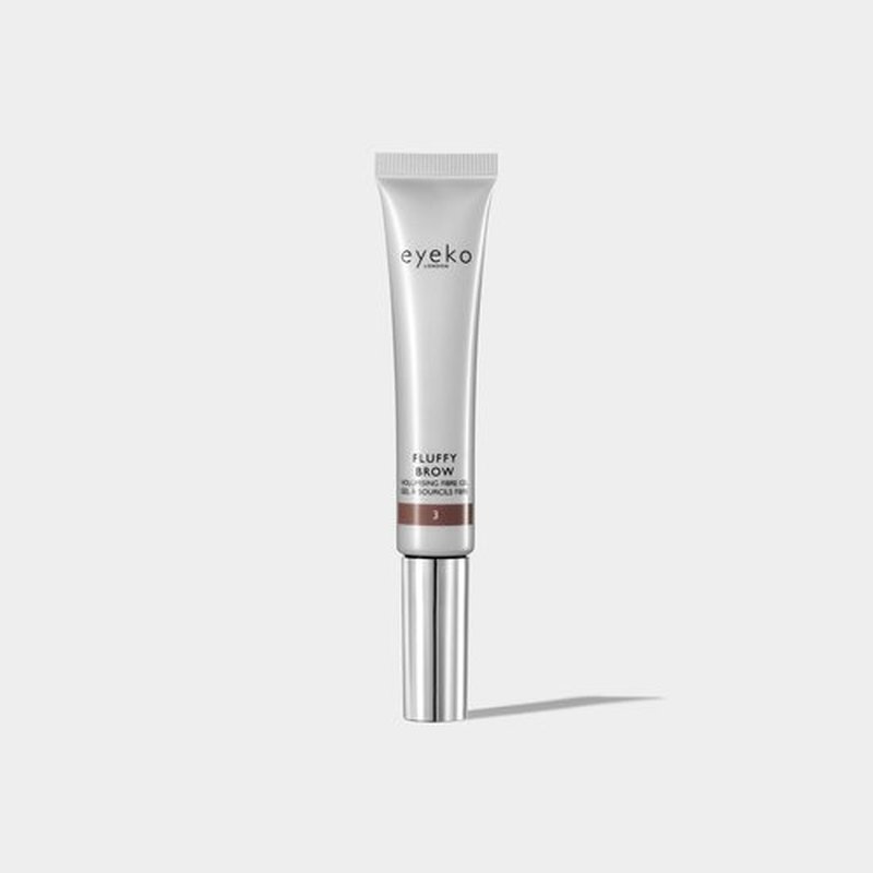 Eyeko Fluffy Brow - Shade 3 Neutral Medium Brown - Fiber Enhanced Tinted Brow Gel - Volume & Hold - With Castor Oil and Vitamin E - Vegan 8ml