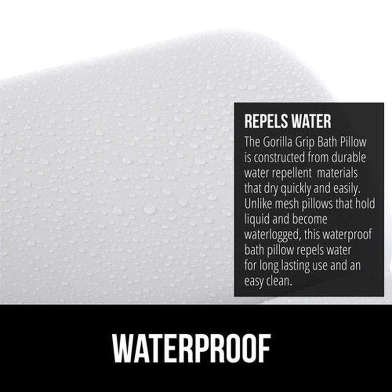 Gorilla Grip Bath Pillow for Tub, Improved Suction Cups, Luxury Bathtub Pillows, Headrest for Neck and Back Support, Relaxing Home Spa, Hot Tub and Bathroom Essentials, Gifts for Women, 3 Panel White