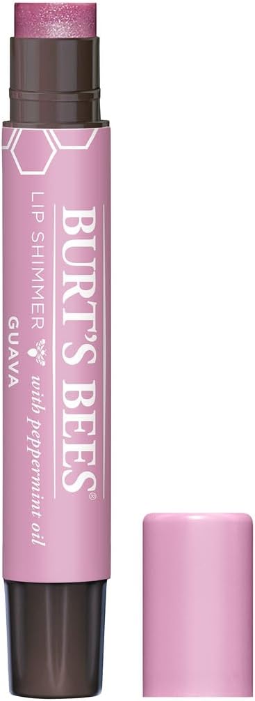 Burt's Bees Lip Shimmer, 100% Natural Moisturizing, with Peppermint Oil, Guava, 0.09 Oz - 6 Pack