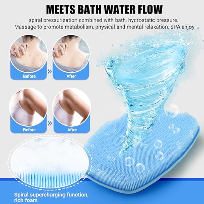 Zinc Infused - Silicone Body Scrubber,Exfoliating Body Scrubber for Sensitive Skin, Sustainable Shower Scrubber for Body, Body Scrubber for Shower and Body Care Routine - Azure