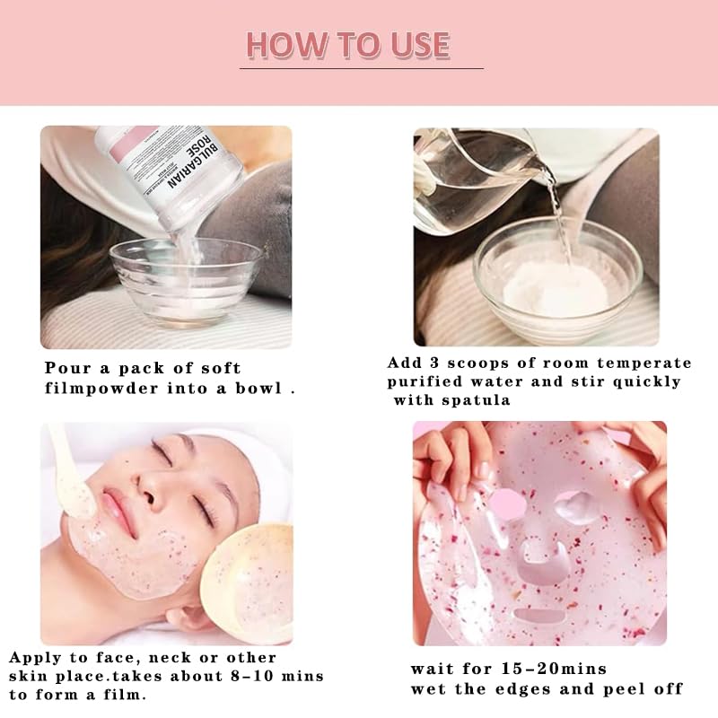 beafadel Jelly Mask Powder for Professional Facials Care,Hyalorunic Acid Moisturizing HydroJelly Face Mask Peel Off Mask, Hydrating Gel Face Masks with Double-ended Silicone Brush, 23 Fl Oz (ROSE)