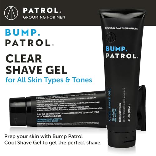 Bump Patrol Cool Shave Gel - Sensitive Clear Shaving Gel With Menthol Prevents Razor Burn, Bumps, Ingrown Hair - 4 Ounces